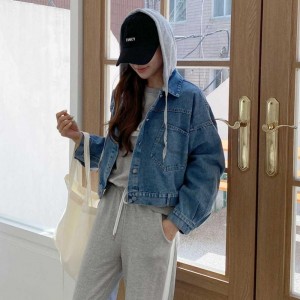 캐주얼 데님 후드 재킷 모자 탈부착 HES-070