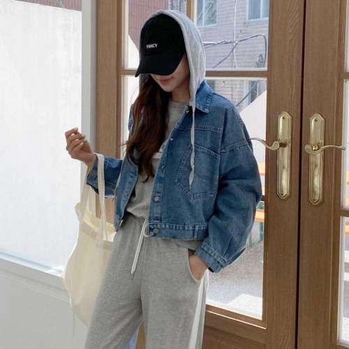 캐주얼 데님 후드 재킷 모자 탈부착 HES-070