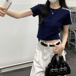 스포티 크롭 반팔 티셔츠