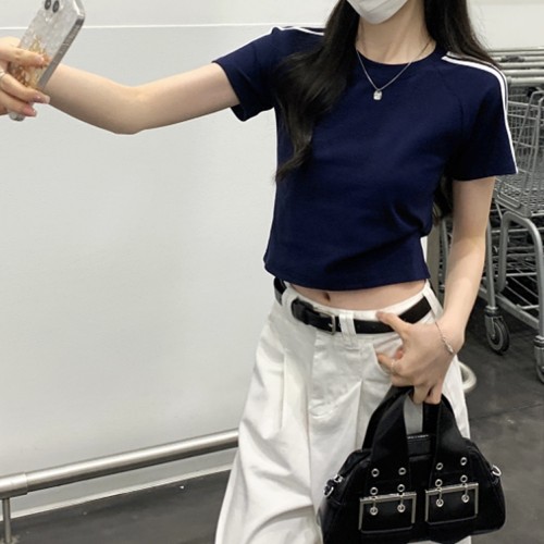 스포티 크롭 반팔 티셔츠