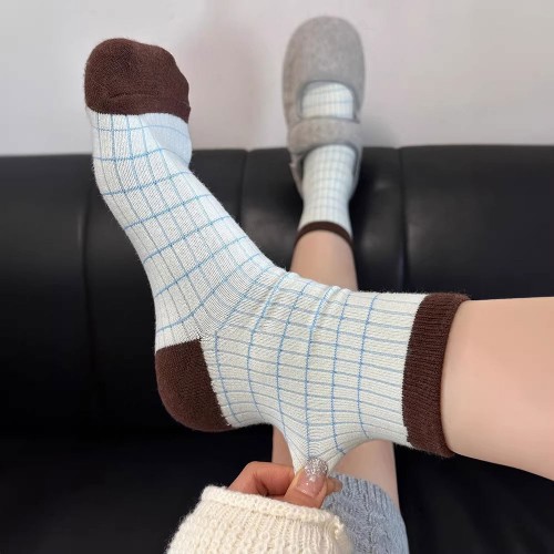 스트라이프 골지 중목양말 4color DK-0653