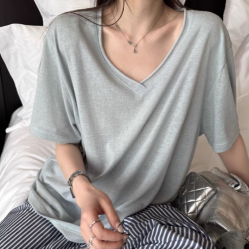 소프트 루즈핏 브이넥 반팔 티셔츠 (3컬러) FSF-G 0015