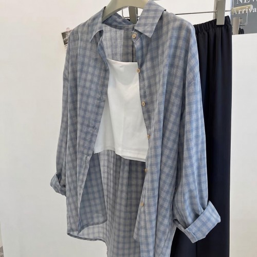 루즈핏 자외선차단 간절기 데일리 체크셔츠