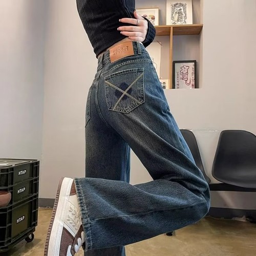 스티치 스트레이트 청바지 빅사이즈 데님 겨울