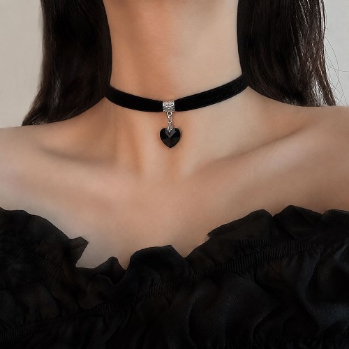 블랙 벨벳 레이스 하트진주 목걸이 초크 5종 LM-0994