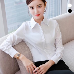 여성 기본 무지 슬림 허리 라인 긴팔 셔츠 URK-606