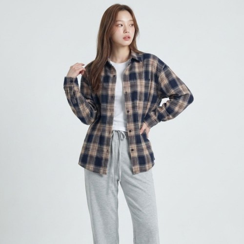오버핏 클래식 체크 롱남방 UJS-259