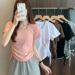 옆셔링 라운드넥 반팔 티셔츠 (5컬러) FSF-G 0022