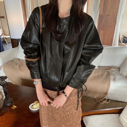 레니 레더 점퍼 자켓 블랙 카