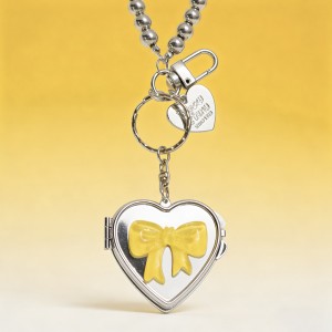 하트 리본 미니거울 키링 RNR-0222