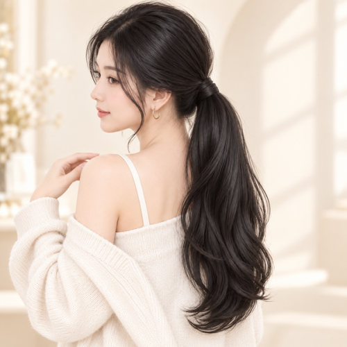 여성 랩형 롱 포니테일 부분가발 DS-6010
