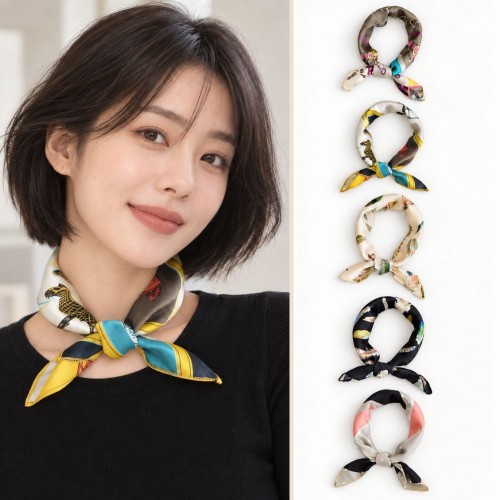데일리 봄 가을 감성 패턴 쁘띠 사각 스카프