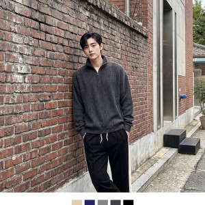 남자 골지 반집업 카라 맨투맨 데일리