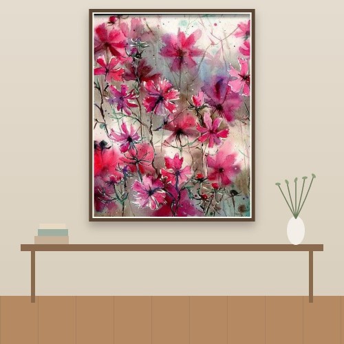 DIY 명화그리기 핑크꽃 40x50