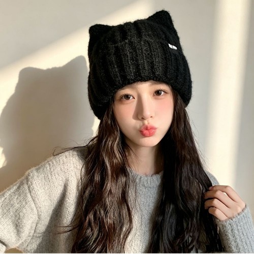 고양이귀 니트비니 골지겨울모자 UC-0244