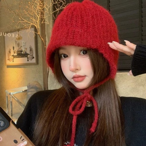 여성 겨울니트모자 턱끈방한비니 UC-0248