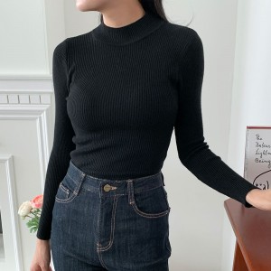 슬림핏 스판 반폴라 니트 티셔츠 4color DK-0499