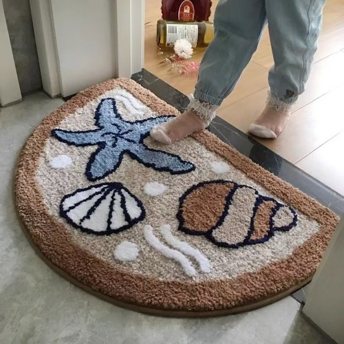 꽃과 바다 패턴 욕실 발매트 40×60cm